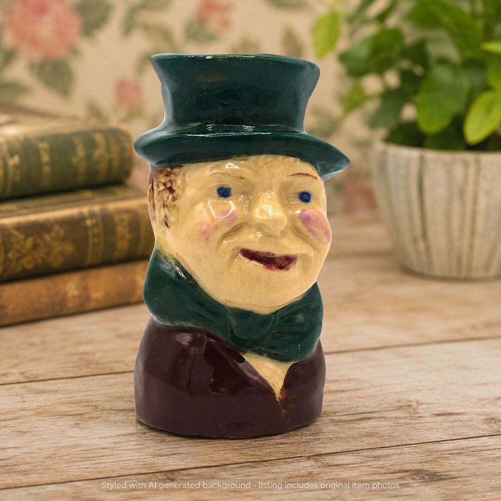 Antique Character Jug Vase Bennington Rockingham Style Glaze Folk Art Toby Style